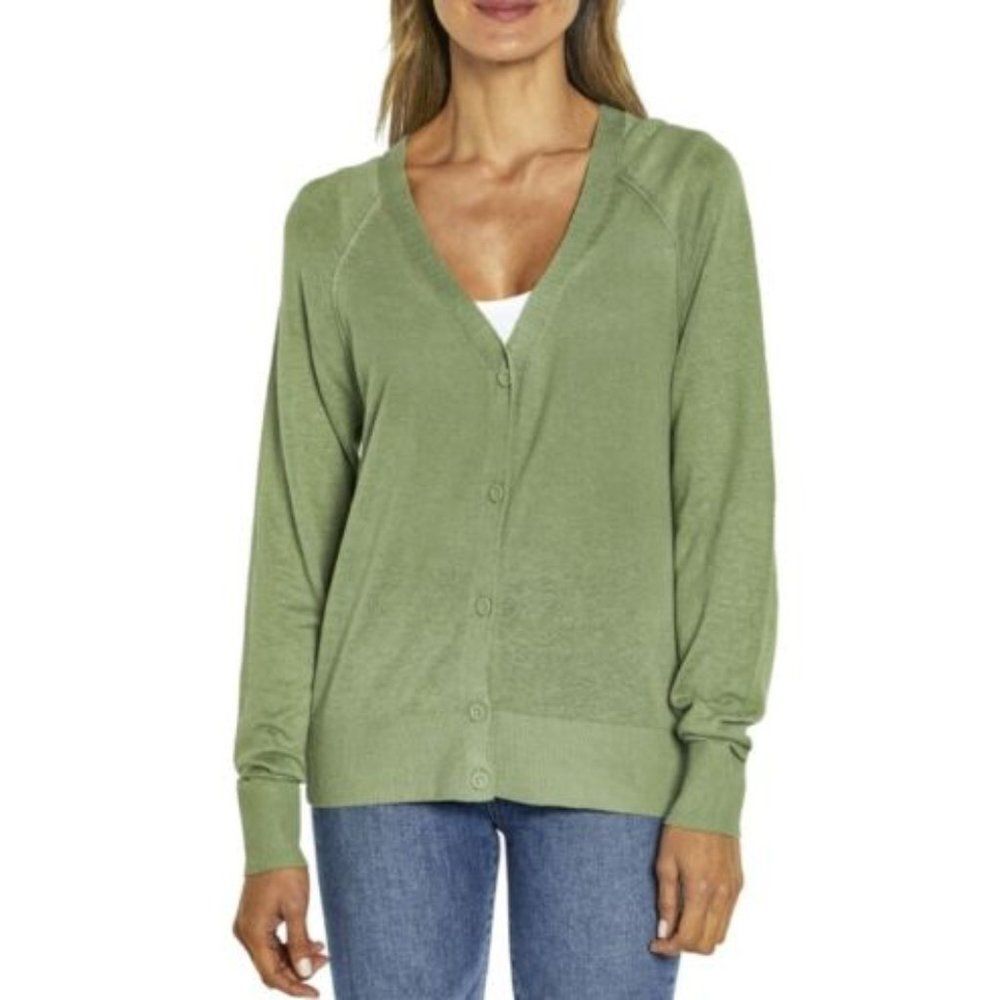 Gap Linen Blend Cardigan - sage green